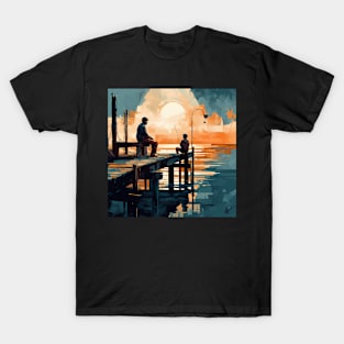 Father & Son Fishing On A Jetty T-Shirt